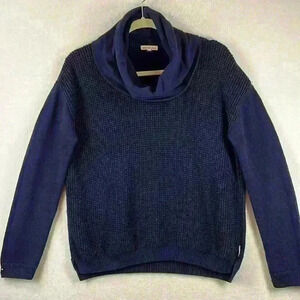 Calvin Klein Jeans Pullover Sweater Women’s Medium Navy Cowl Neck Cotton Blend